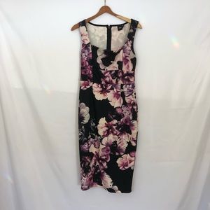 Asos Black and Purple Floral Bodycon Midi Dress